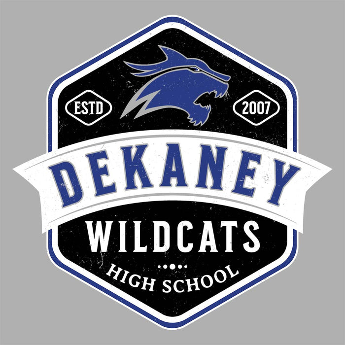 Close-up view of Dekaney High School Wildcats Heather Grey Women's T-shirt 209