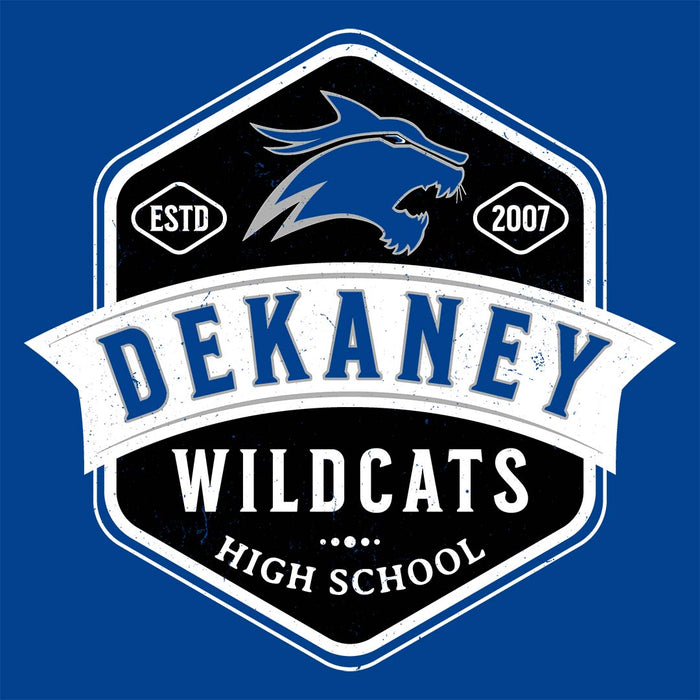 Close-up view of Dekaney High School Wildcats Royal Classic Unisex T-shirt 209