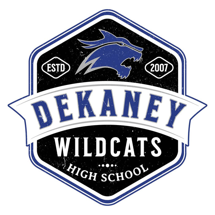 Close-up view of Dekaney High School Wildcats Unisex 3/4 sleeve Raglan T-shirt 209