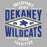 Close-up view of Dekaney High School Wildcats Heather Grey Women's T-shirt 210
