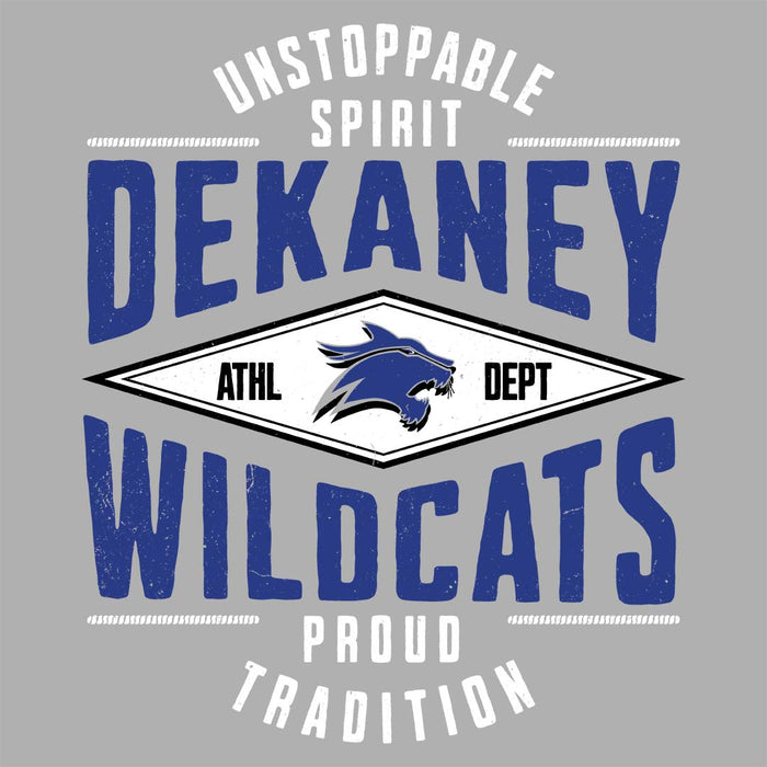 Close-up view of Dekaney High School Wildcats Heather Grey Women's T-shirt 210