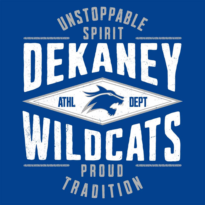 Close-up view of Dekaney High School Wildcats Royal Classic Unisex T-shirt 210