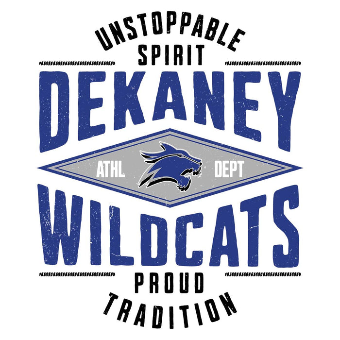 Close-up view of Dekaney High School Wildcats Unisex 3/4 sleeve Raglan T-shirt 210