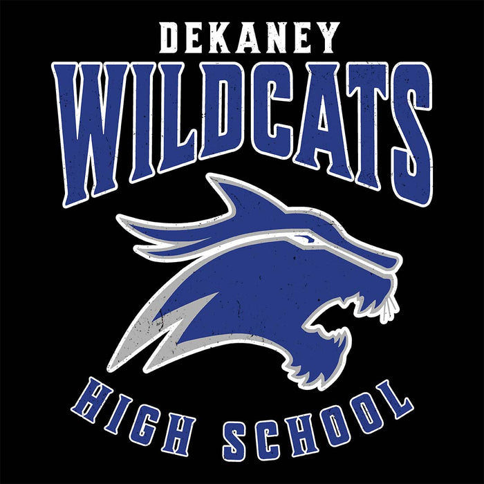 Close-up view of Dekaney High School Wildcats Women's Black T-shirt 213