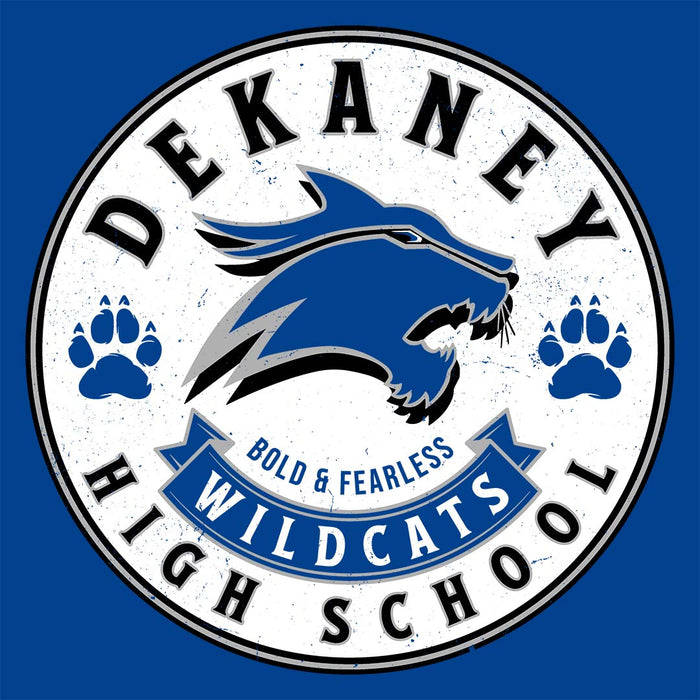 Close-up view of Dekaney High School Wildcats Royal Classic Unisex T-shirt 215