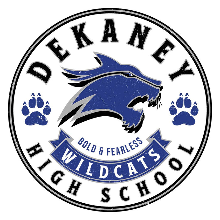 Close-up view of Dekaney High School Wildcats Unisex 3/4 sleeve Raglan T-shirt 215