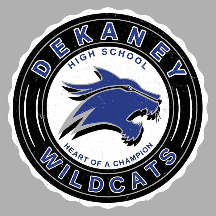 Close-up view of Dekaney High School Wildcats Unisex 3/4 sleeve Raglan T-shirt 216
