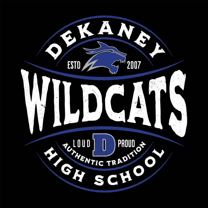 Close-up view of Dekaney High School Wildcats Black Classic Unisex T-shirt 218