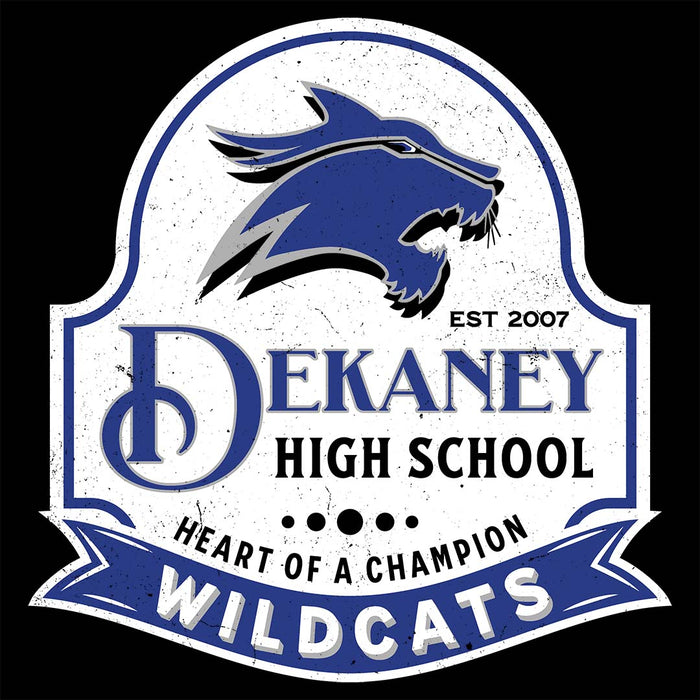 Close-up viw of Dekaney High School Wildcats Unisex 3/4 sleeve Raglan T-shirt 219
