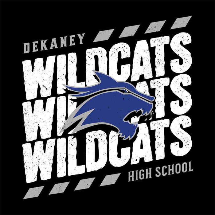 Close-up view of Dekaney High School Wildcats Unisex 3/4 sleeve Raglan T-shirt 223