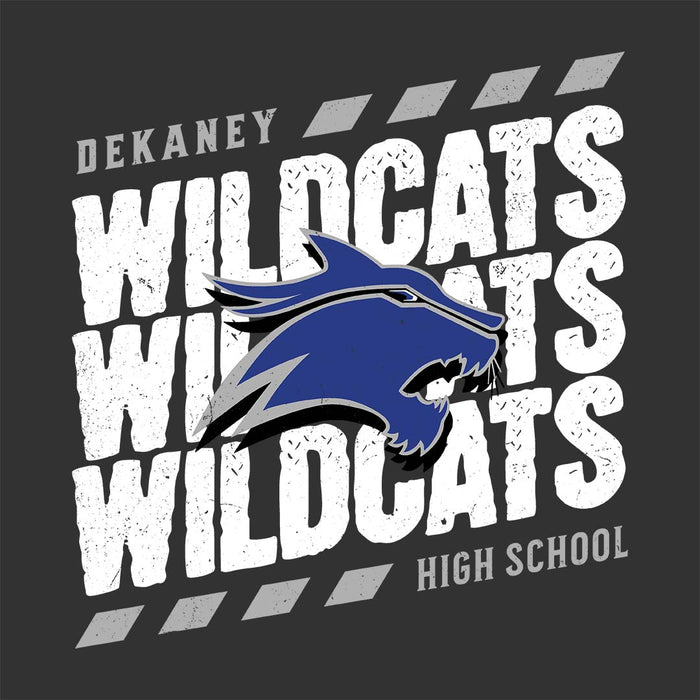 Close-up view of Dekaney High School Wildcats Women's Dark Grey Heather T-shirt 223