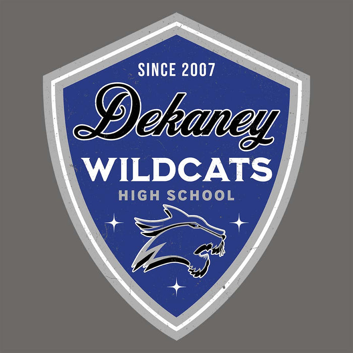 Close-up view of Dekaney High School Wildcats Charcoal Grey Classic Unisex T-shirt 225