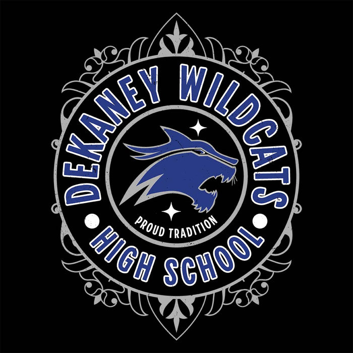 Close-up view of Dekaney High School Wildcats Black Classic Unisex T-shirt 227