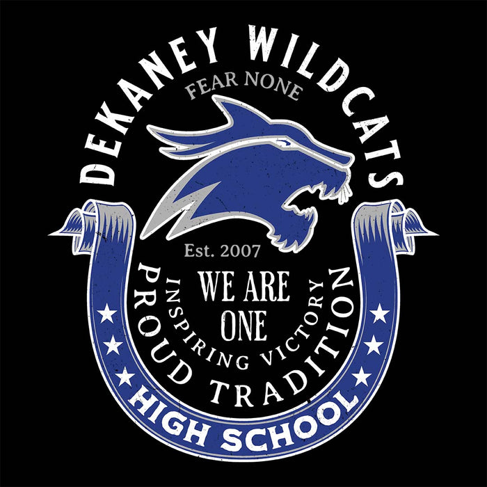 Close-up view of Dekaney High School Wildcats Black Classic Unisex T-shirt 229