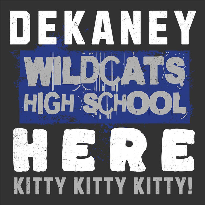 Close-up view of Dekaney High School Wildcats Women's Dark Grey Heather T-shirt 231