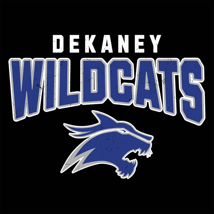 Close-up view of Dekaney High School Wildcats Unisex 3/4 sleeve Raglan T-shirt 234