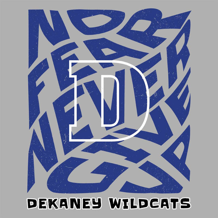 Close-up view of Dekaney High School Wildcats Unisex 3/4 sleeve Raglan T-shirt 236