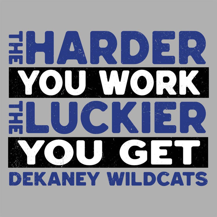 Close-up view of Dekaney High School Wildcats Heather Grey Women's T-shirt 238