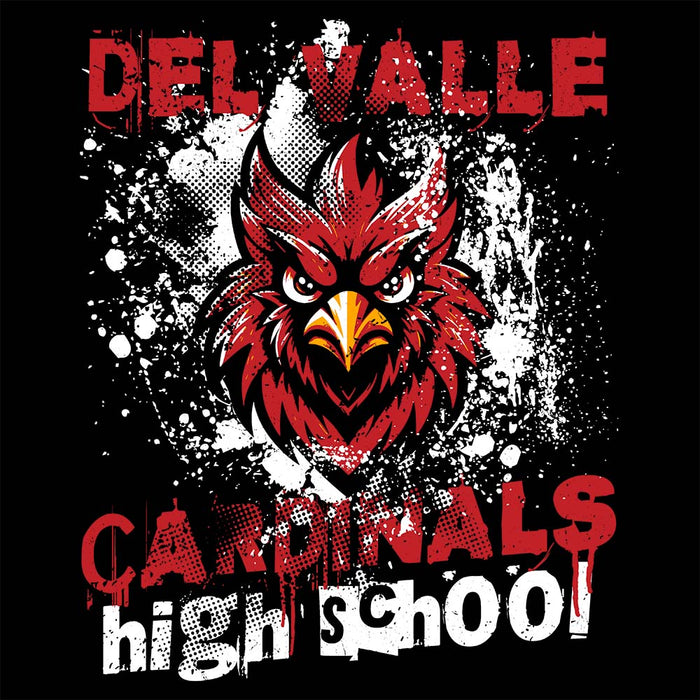 Close-up view of Del Valle High School Cardinals Black Classic Unisex Hoodie 205