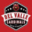 Close-up view of Del Valle High School Cardinals Red Classic Unisex Hoodie 209