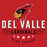 Close-up view of Del Valle High School Cardinals Red Classic Unisex Hoodie 217