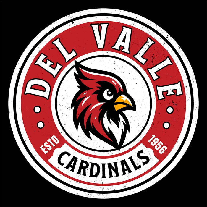 Close-up view of Del Valle High School Cardinals Black Classic Unisex Hoodie 220