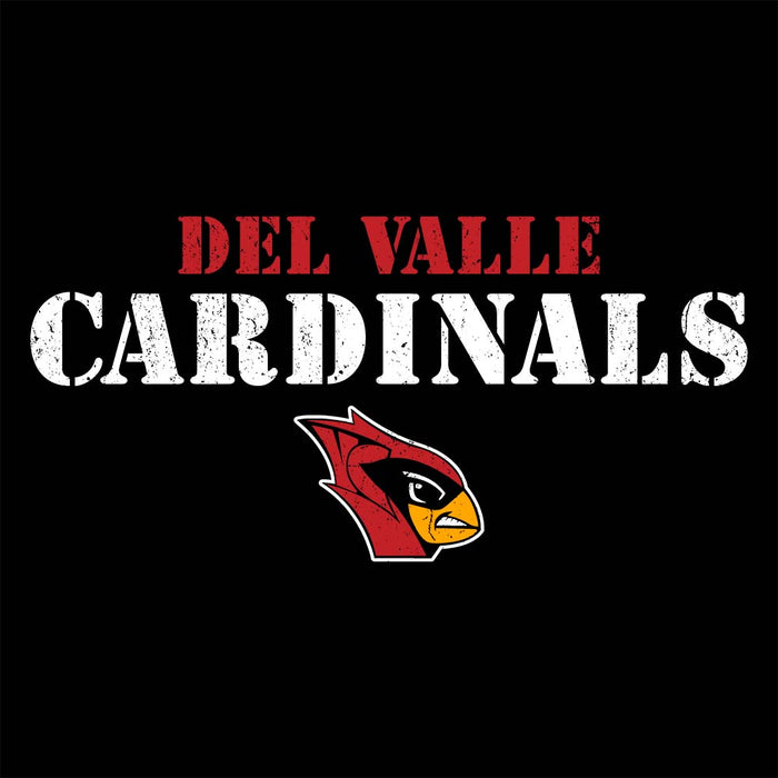 Close-up view of Del Valle High School Cardinals Black Classic Unisex Hoodie 221