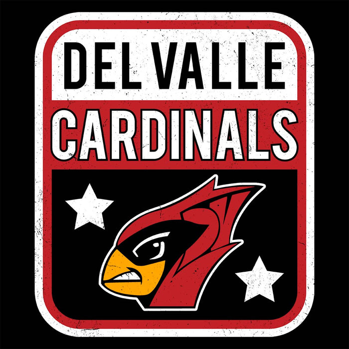 Close-up view of Del Valle High School Cardinals Black Classic Unisex T-shirt 001