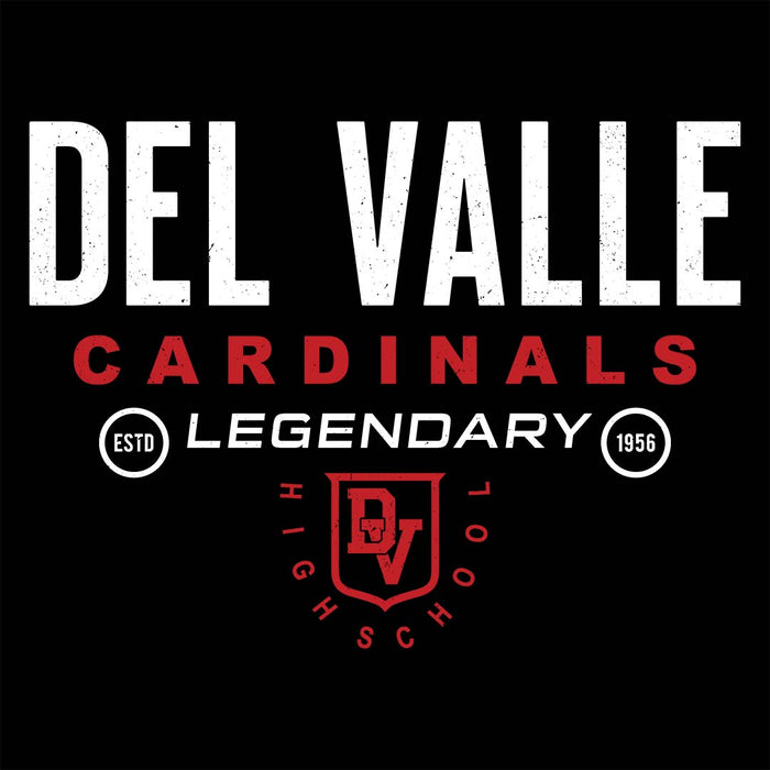 Close-up view of Del Valle High School Cardinals Women's Black T-shirt 003