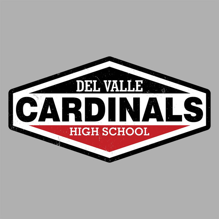 Close-up view of Del Valle High School Cardinals Women's Heather Grey T-shirt 009