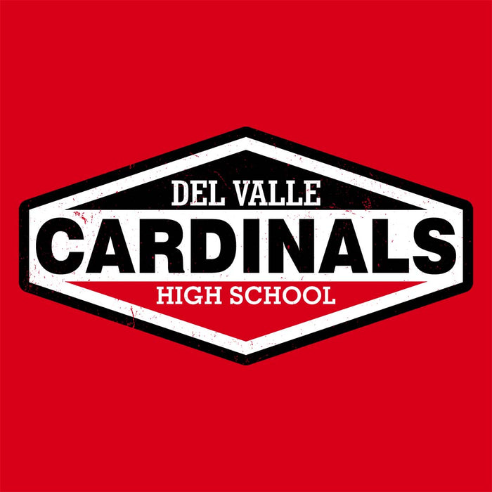 Close-up view of Del Valle High School Cardinals Red Classic Unisex T-shirt 009