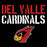 Close-up view of Del Valle High School Cardinals Unisex 3/4 sleeve Raglan T-shirt 017