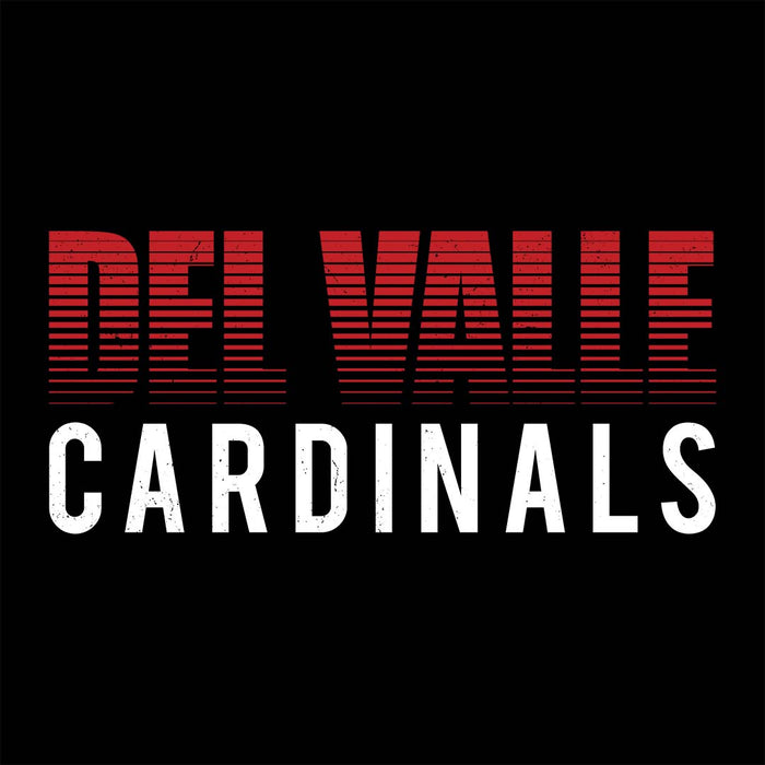 Close-up view of Del Valle High School Cardinals Unisex 3/4 sleeve Raglan T-shirt 024
