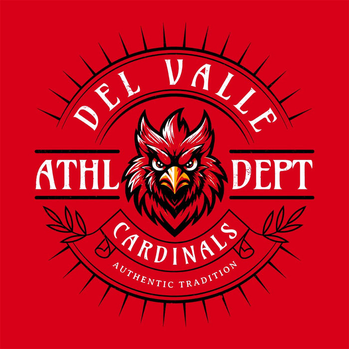 Back view of Del Valle High School Cardinals Red Classic Unisex T-shirt 201