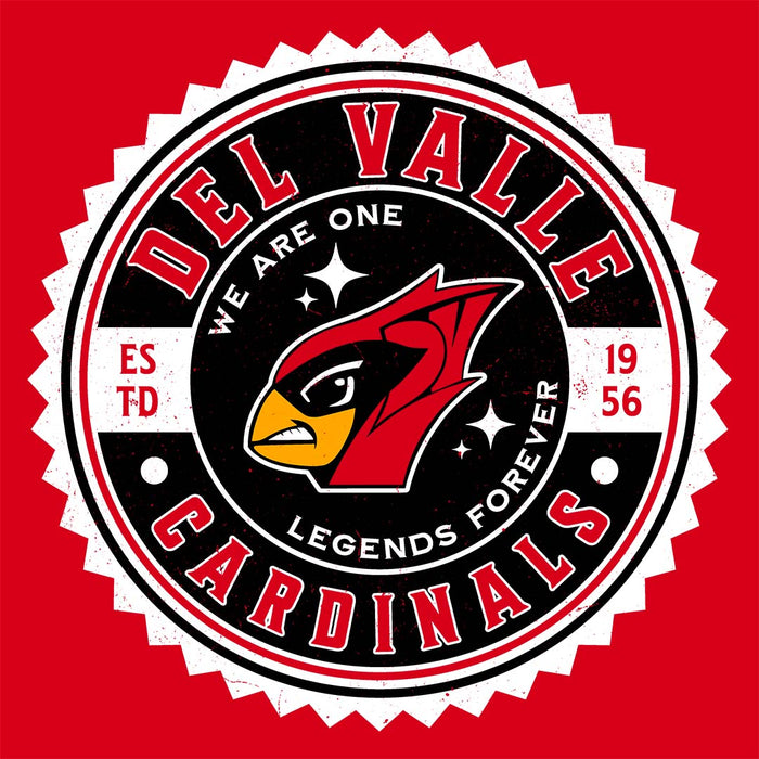 Close-up view of Del Valle High School Cardinals Red Classic Unisex T-shirt 203