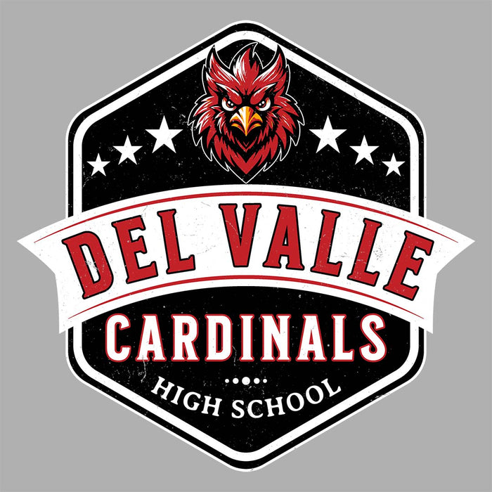 Close-up view of Del Valle High School Cardinals Women's Heather Grey T-shirt 209