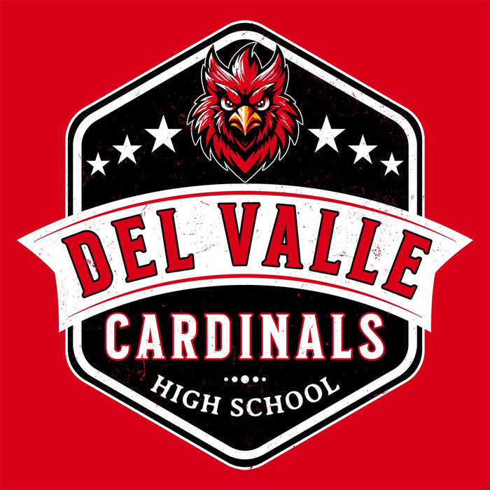 Close-up view of Del Valle High School Cardinals Red Classic Unisex T-shirt 209