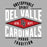Close-up view of Del Valle High School Cardinals Unisex 3/4 sleeve Raglan T-shirt 210