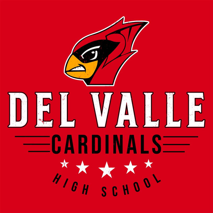 Close-up view of Del Valle High School Cardinals Red Classic Unisex T-shirt 217