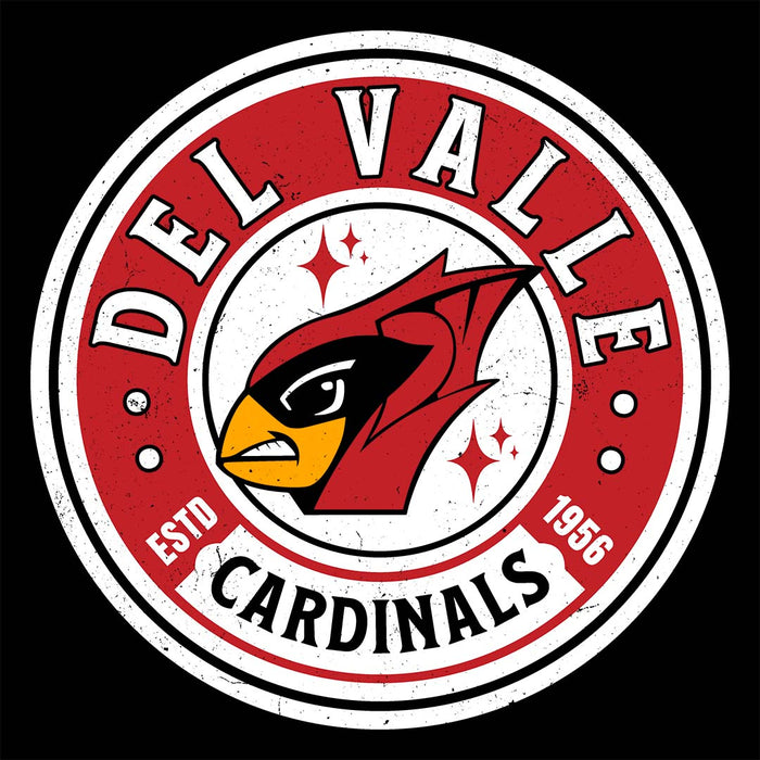 Close-up view of Del Valle High School Cardinals Black Classic Unisex T-shirt 220