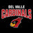 Close-up view of Del Valle High School Cardinals Women's Black T-shirt 234