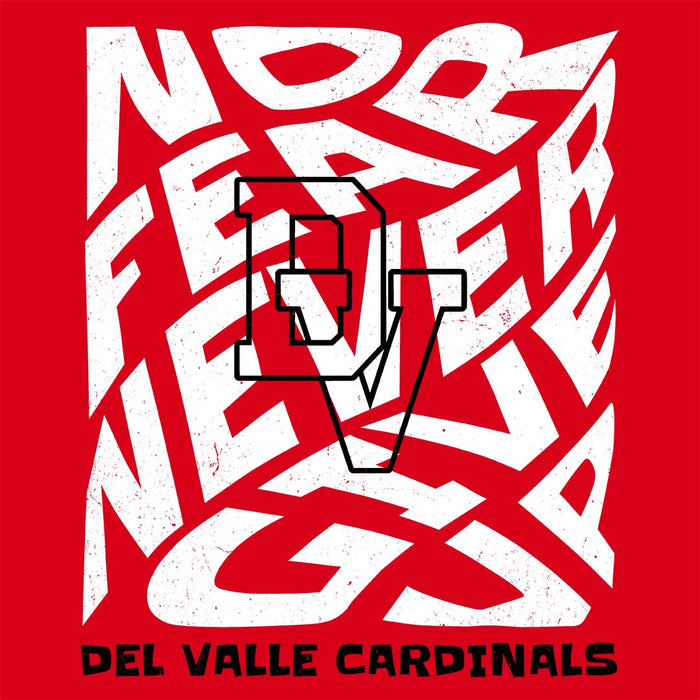 Close-up view of Del Valle High School Cardinals Red Classic Unisex T-shirt 236
