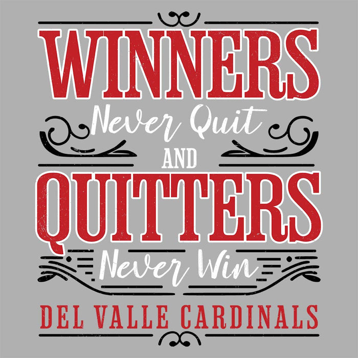 Close-up view of Del Valle High School Cardinals Women's Heather Grey T-shirt 237