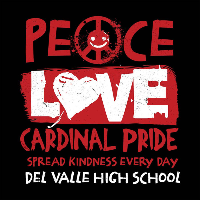 Close-up view of Del Valle High School Cardinals Women's Black T-shirt 240