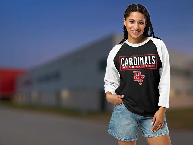Del Valle High School Cardinals Raglan T-shirts All Products Page