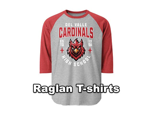 Raglan T-shirts - Del Valle High School Cardinals