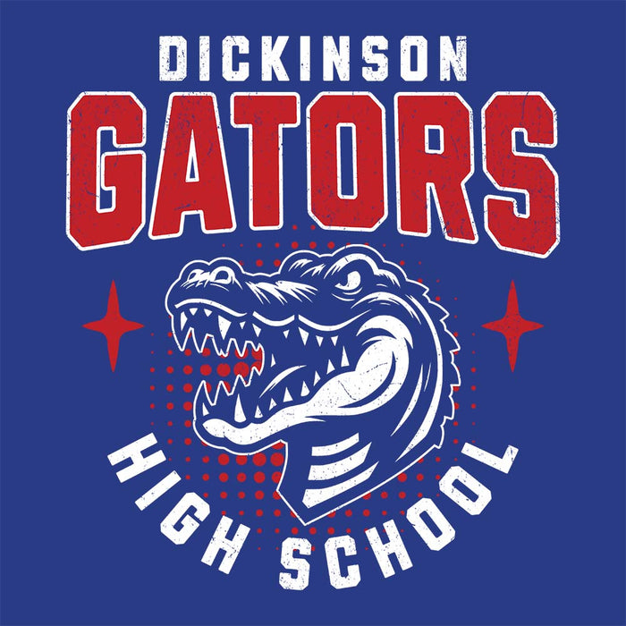 Close-up view of Dickinson High School Gators Royal Blue Classic Unisex T-shirt 204