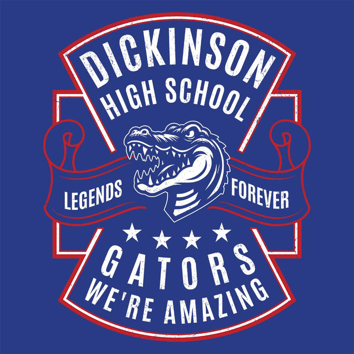 Close-up view of Dickinson High School Gators Royal Blue Classic Unisex T-shirt 207