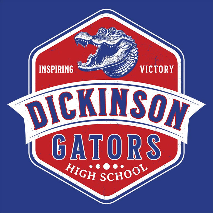 Close-up view of Dickinson High School Gators Royal Blue Classic Unisex T-shirt 209