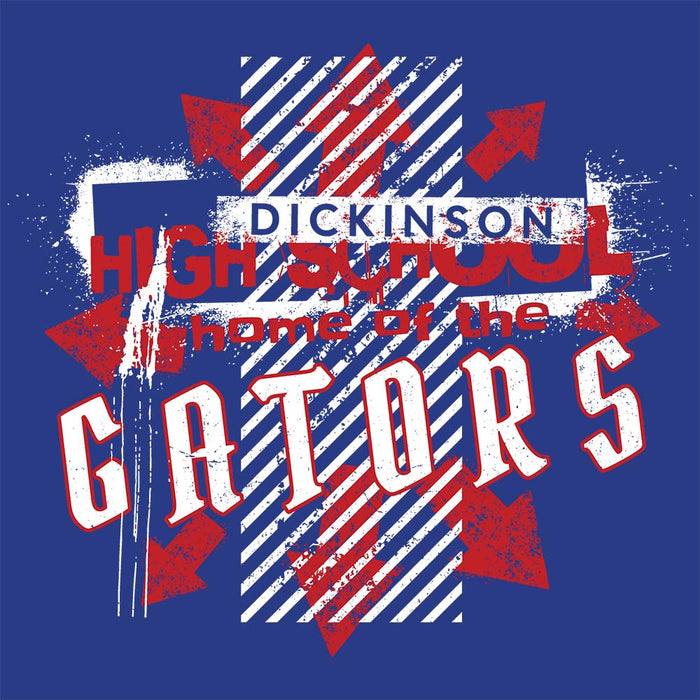 Close-up view of Dickinson High School Gators Royal Blue Classic Unisex T-shirt 210